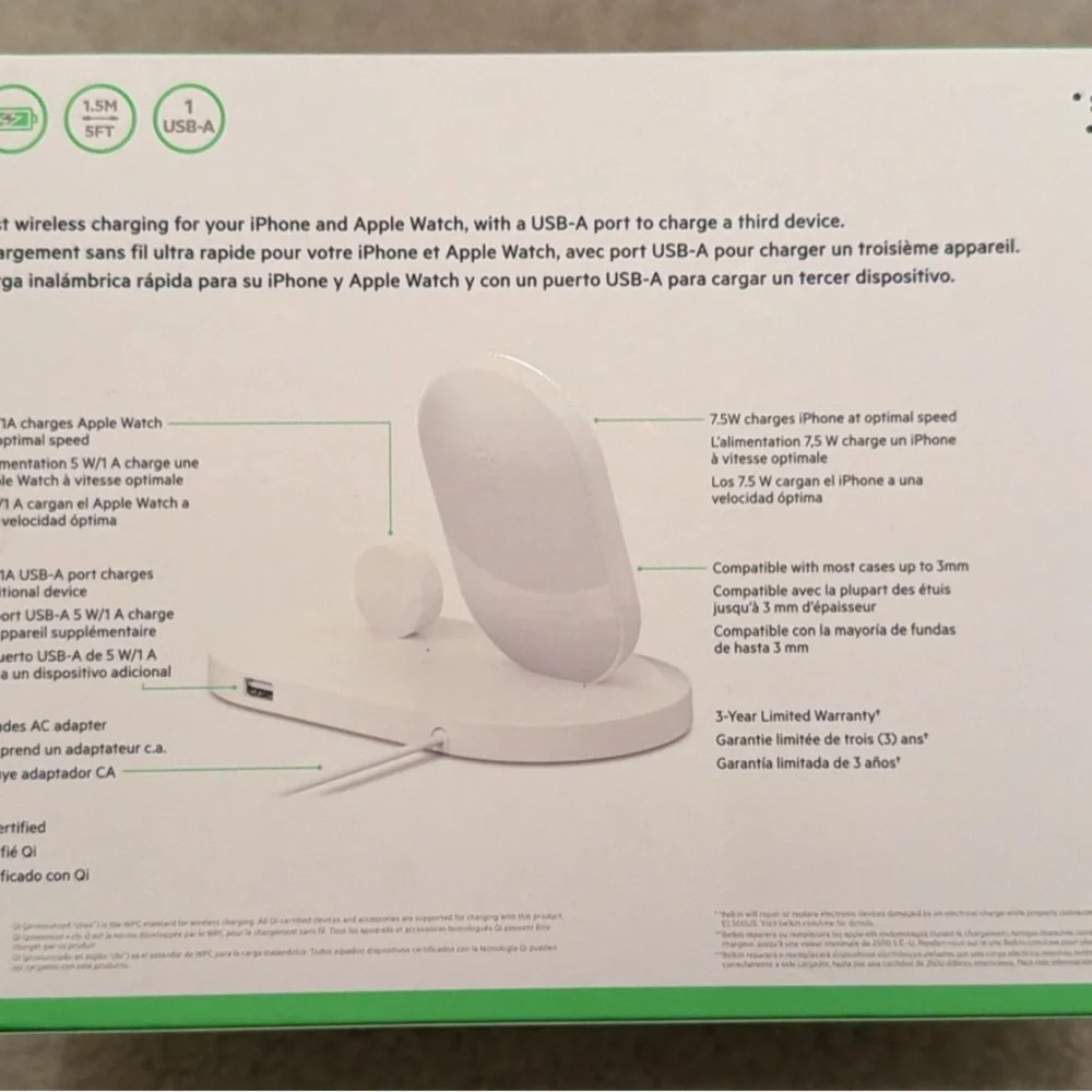 Belkin Boost↑Up White Wireless Charging Dock for iPhone + Apple Watch